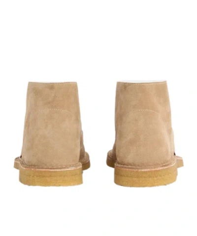 Dsquared2 Men Beige Laced-up Shoes With Logo Patch On The Side In Suede Man In Multi