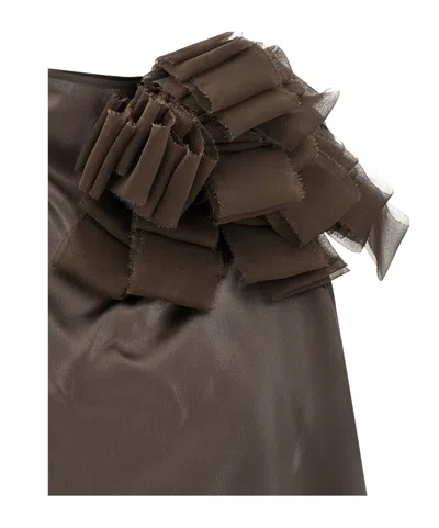 Magda Butrym Sleeveless Lace Ruffle Top Open Back In Brown