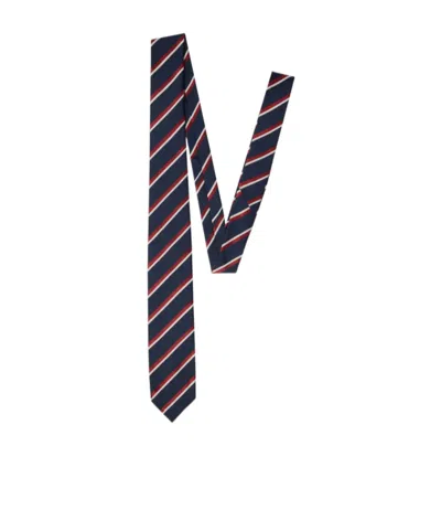 Dsquared2 Men Blue Tie With All-over Striped Motif In Silk Man In Multi