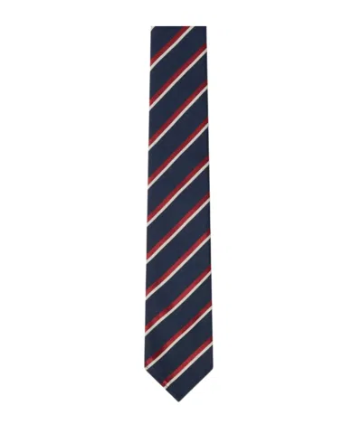 Dsquared2 Men Blue Tie With All-over Striped Motif In Silk Man In Multi