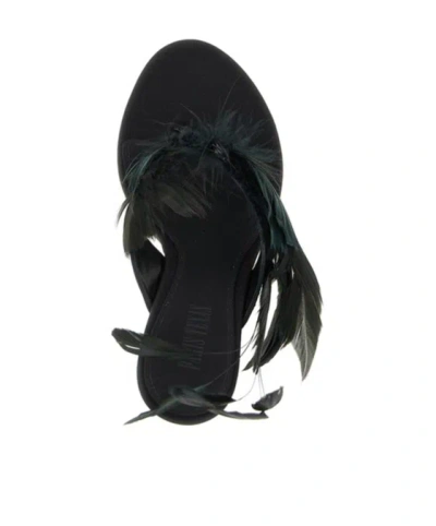 Paris Texas Lidia Feather Thong Silk Mules In Black