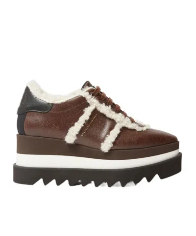 Stella Mccartney Alter Suede Sneak Elys Sneakers Shearling Platform In Brown