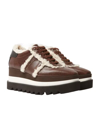 Stella Mccartney Alter Suede Sneak Elys Sneakers Shearling Platform In Brown