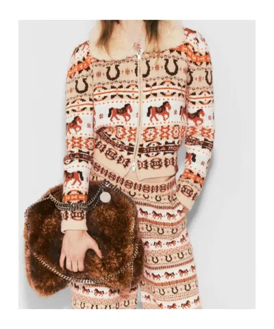 Stella Mccartney Intarsia Virgin Wool Zip-up Cardigan In Multi