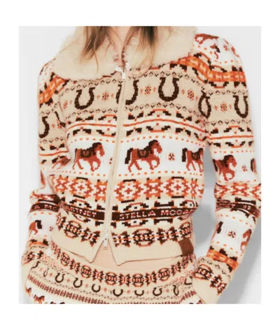Stella Mccartney Intarsia Virgin Wool Zip-up Cardigan In Multi