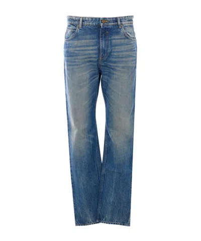 Balmain Belt Loop Jeans In Blue