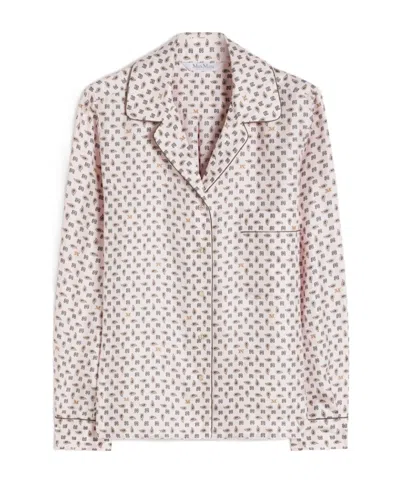 Max Mara Long Sleeve Top All Over Print Nylon In Pink