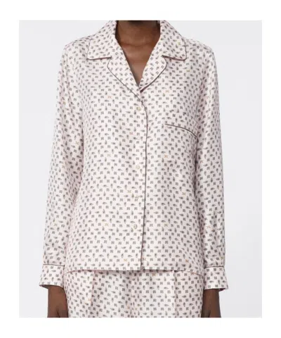 Max Mara Long Sleeve Top All Over Print Nylon In Pink