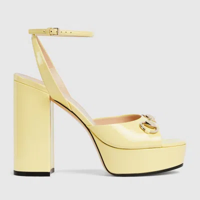 Gucci Women's Horsebit Platform Sandal In Yellow