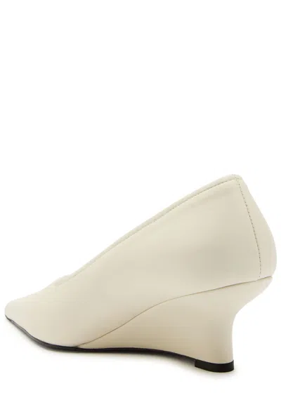 Totême Toteme Pointed Nappa Leather Wedge Pumps In White