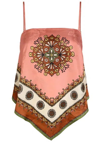 Alemais Contina Printed Satin-jacquard Top In Brown