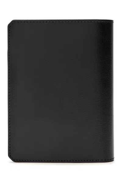 Au Depart Logo Leather Passport Case In Black