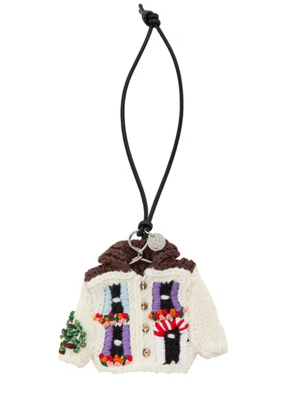 Jw Anderson House Cardigan Knitted Bag Charm In Multi