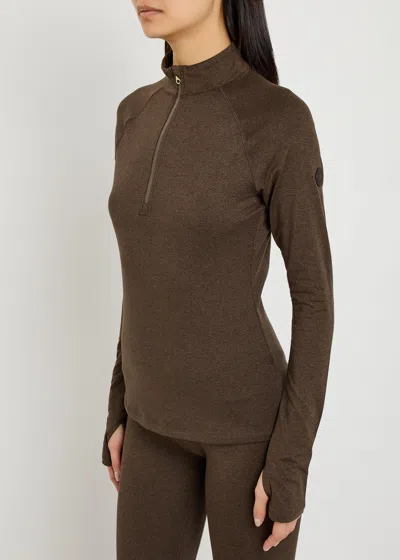 Varley Always Warm Half-zip Stretch-jersey Top In Brown