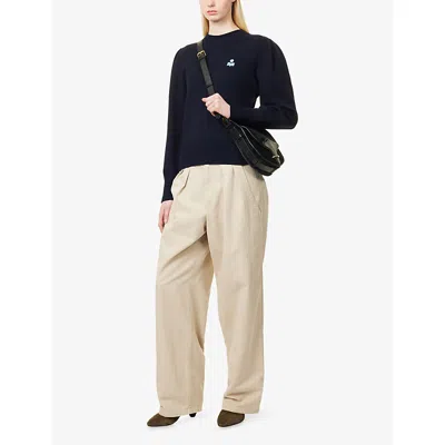 Isabel Marant Étoile Womens Midnight/dusky Blue Kelaya Emblem Cotton And Wool-blend Jumper In Multi