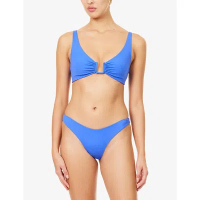 Away That Day Womens Sicilian Blue Palma Bikini Top Xl In Brown