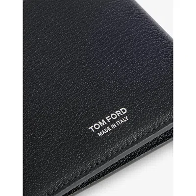 Tom Ford Mens Black Bi-fold Grained Leather Wallet In Black