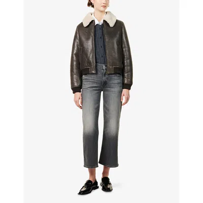 Mother Womens Magpie The Mid Rise Maven Ankle Cotton-blend Jeans In Black