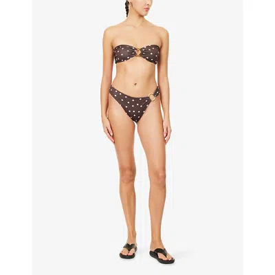 Away That Day Womens Espresso Polka Dot Acapulco Bikini Bottoms Xs In Brown