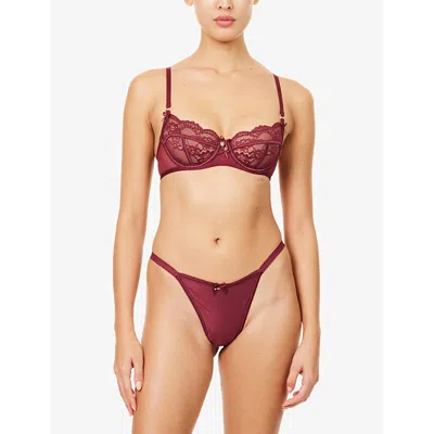 Lounge Womens Cherry Lacquer Adaline Satin Thong Xs In Brown