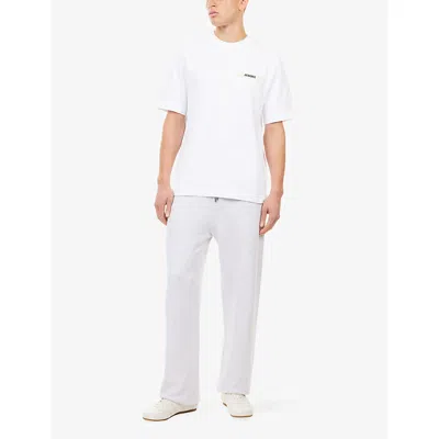 Jacquemus Le T-shirt Gros Grain White T-shirt With Logo Patch On The Front In Cotton Man In White