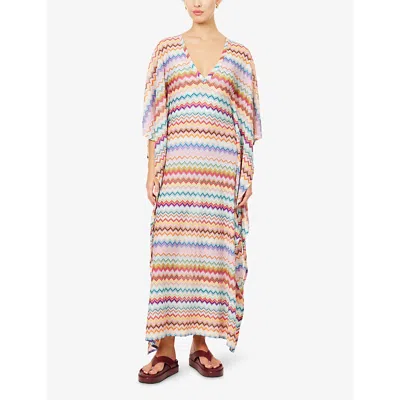 Missoni Micro Zig Zag Motif Pixel Effect Kaftan In Multi