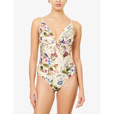Zimmermann Womens Vanilla Floral Patience Tuck Plunge Floral One-piece Swimsuit In Multi