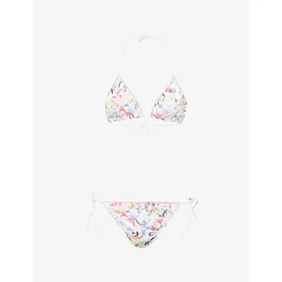 Missoni Womens Macro Flower Print Chevron-print Raschel Knit Bikini Set In Multi