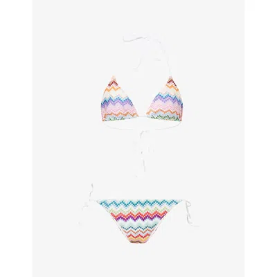 Missoni Womens Multicolor W/light Base Chevron-print Raschel Knit Bikini Set In Multi