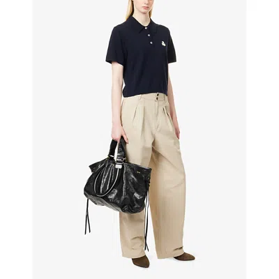 Isabel Marant Étoile Womens Midnight Althea Collared Cotton And Wool-blend Top In Blue