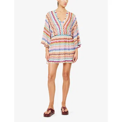 Missoni Womens Multicolor W/light Base Chevron Zig-zag Knit Cover-up Dress In Multi