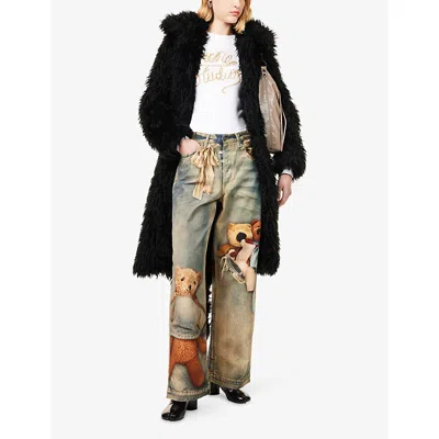 Acne Studios Womens Mid Blue 1981 Wide-leg Denim Jeans Xs In Blue