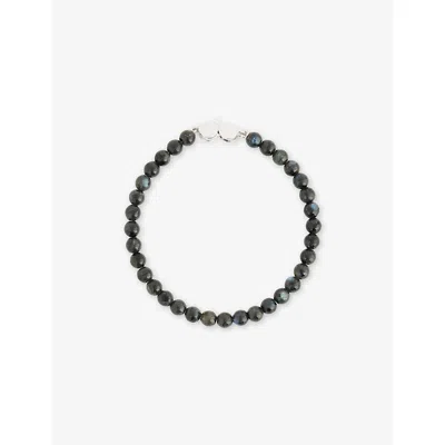 Tom Wood Mens Black Cove White Rhodium-plated 925 Sterling Silver And Larvikite Gemstone Bracelet In Black