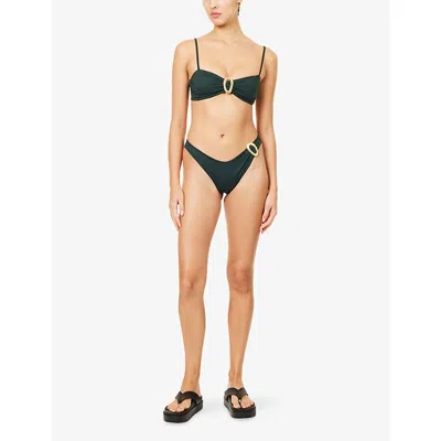 Away That Day Womens Ivy Green Cabo Verde Bikini Bottoms In Blue
