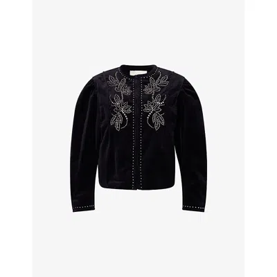 Isabel Marant Pietra Stud-embellished Velvet Jacket In Black