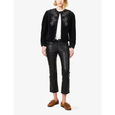 Isabel Marant Pietra Stud-embellished Velvet Jacket In Black