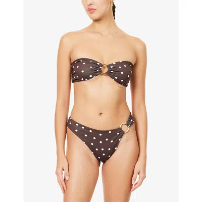 Away That Day Womens Espresso Polka Dot Acapulco Bikini Top In Brown