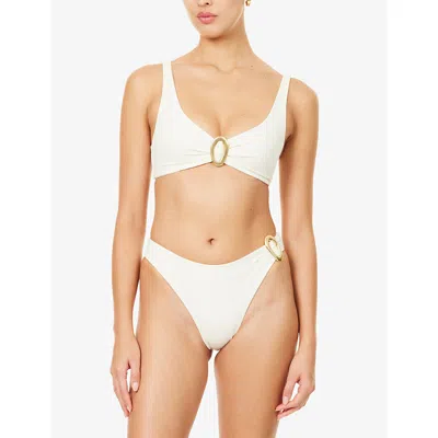 Away That Day Womens Ivory Samoa Bikini Top In White