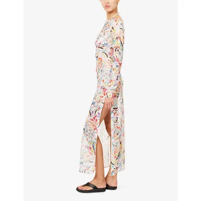 Missoni Womens Macro Flower Print Floral-print Long-sleeve Maxi Cover-up In Multi