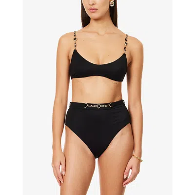 Zimmermann Womens Black Daylight Chain Scoop Bikini Set In Black