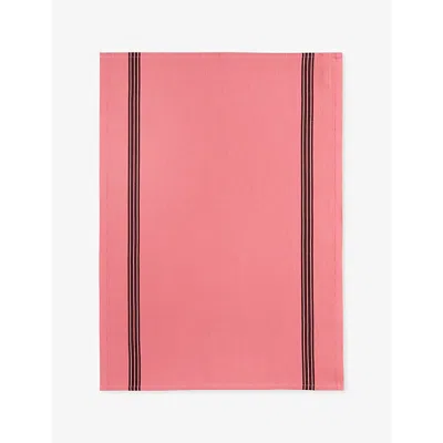 Charvet Fraise Torchon Piano Cotton And Linen Tea Towel In Pink