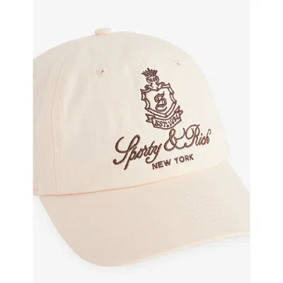 Sporty And Rich Womens Ecru Farm Vendome Embroidered Cotton Cap In White