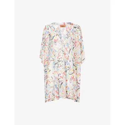 Missoni Womens Macro Flower Print Floral Print Mesh Cover-up In White