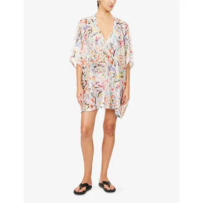 Missoni Womens Macro Flower Print Floral Print Mesh Cover-up In White