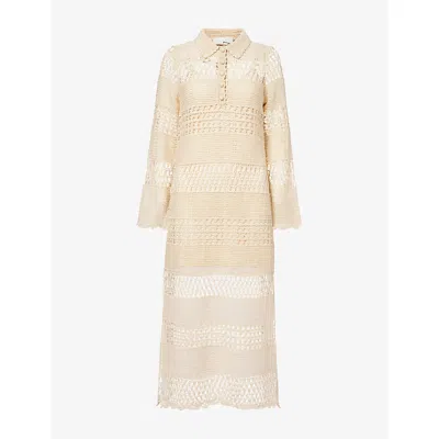 Zimmermann Womens Natural Wanderlust Sun Crochet Cotton-blend Maxi Dress In Pink