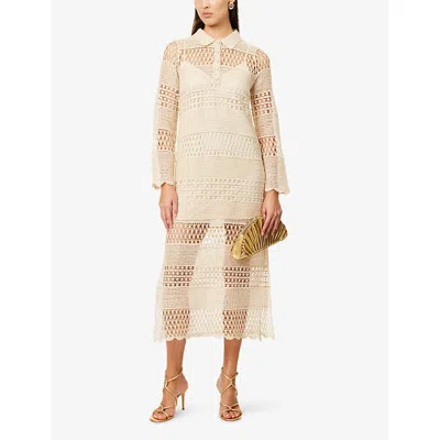 Zimmermann Womens Natural Wanderlust Sun Crochet Cotton-blend Maxi Dress In Pink