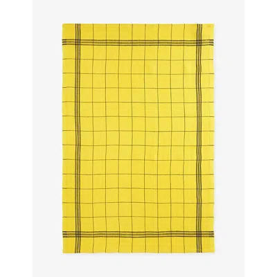 Charvet Acuapulco Torchon Bistrot Cotton And Linen Tea Towel In Yellow