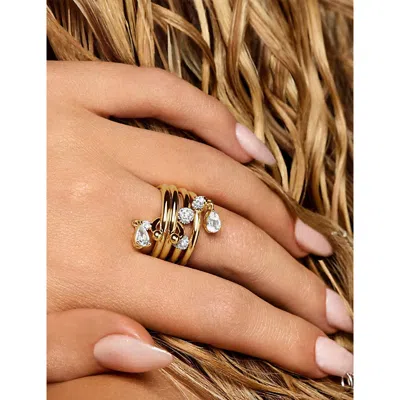 Phoria Womens Gold/white Mini Pierced 18ct Yellow-gold Vermeil And Pear-cut White Topaz Drop Ring In Multi