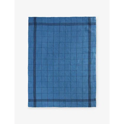 Charvet Pastel Torchon Bistrot Cotton And Linen Tea Towel In Blue