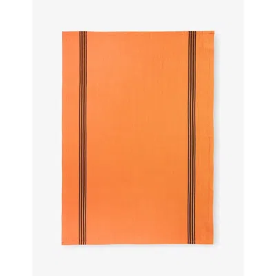 Charvet Orange Torchon Piano Cotton And Linen Tea Towel In Orange